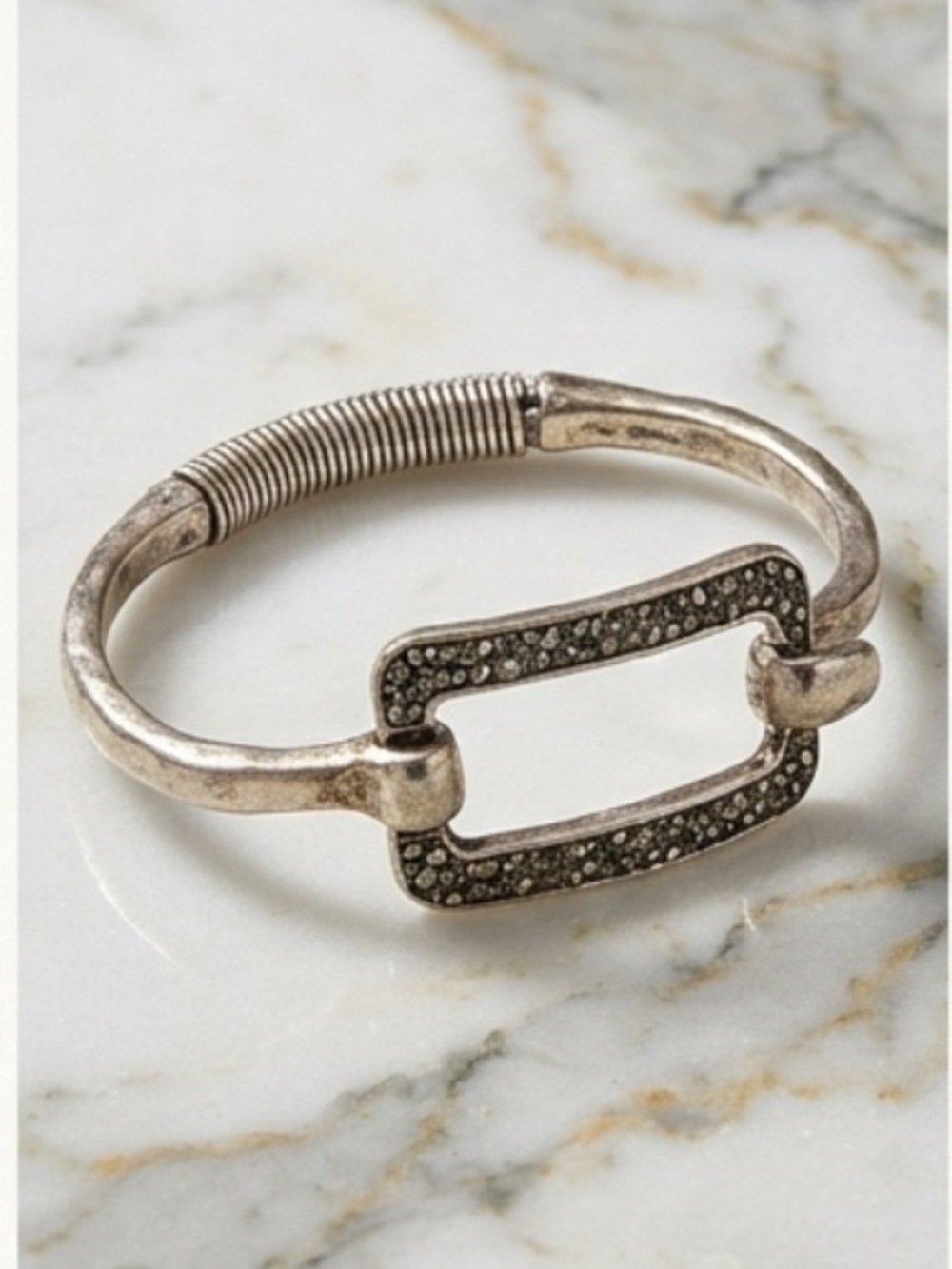 Silver -Tone Bracelet with Black Crystal Accents - Women Jewelry